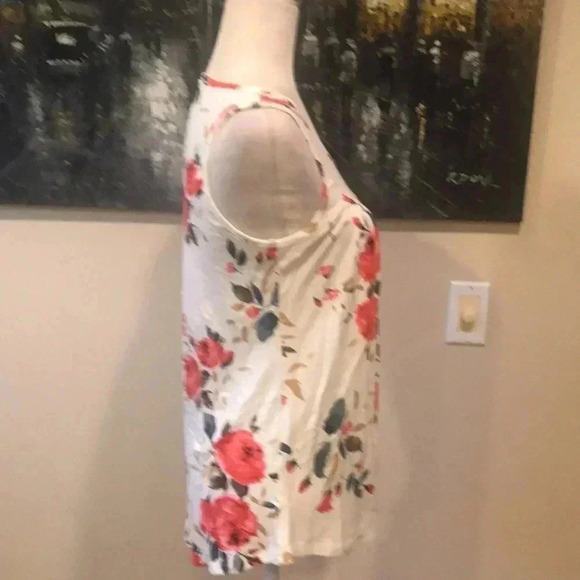 Cathy Floral Pink and White Sleeveless Swing Tank Top-Size Small - Picture 4 of 6